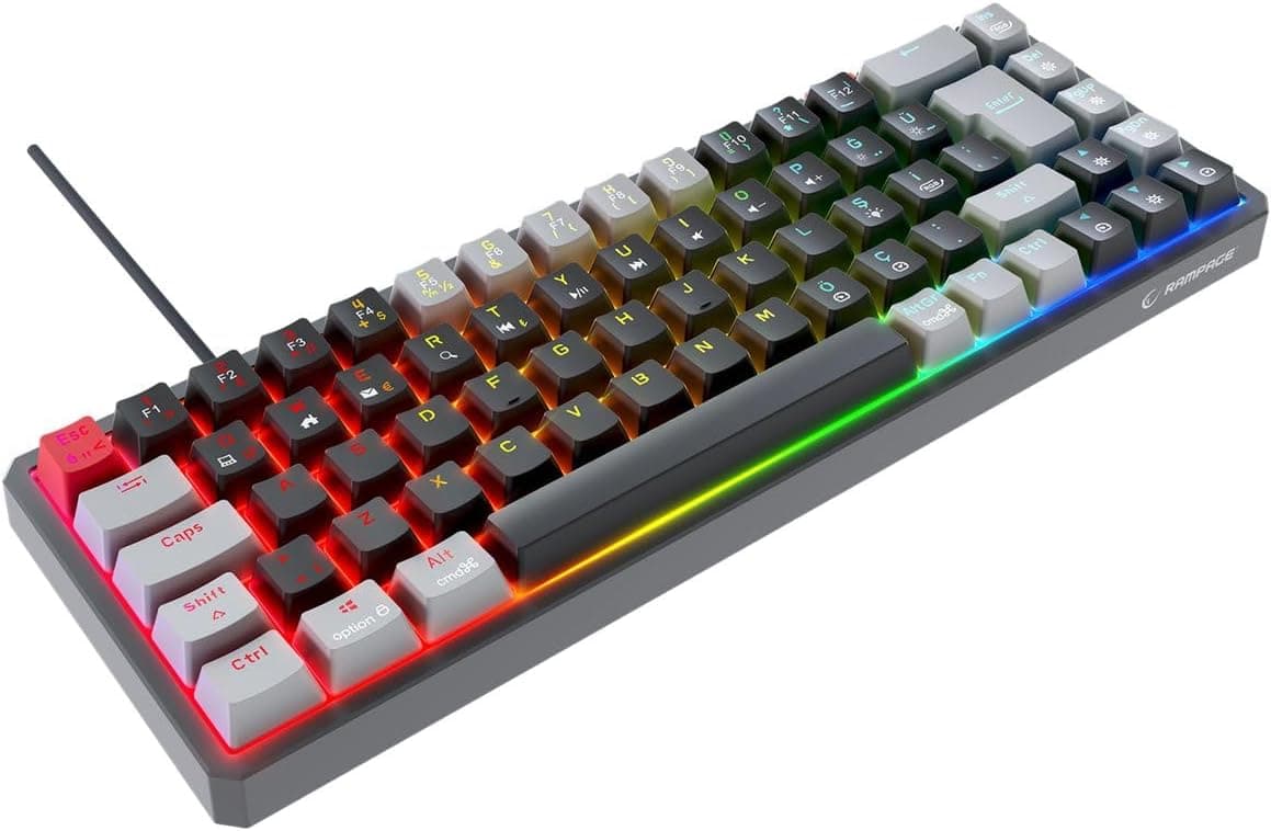 Rampage YORU MINI Siyah/Gri Type-C Bağlantılı OUTEMU Red Swich Q Mekanik Gaming Oyuncu Klavye
