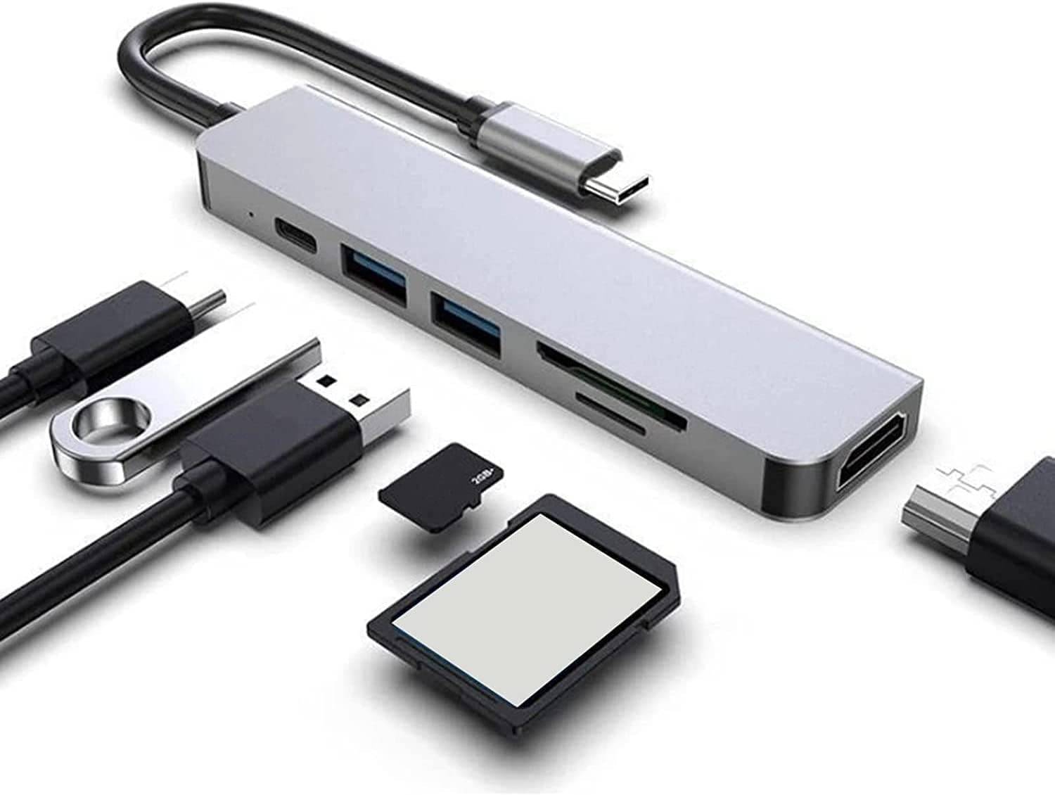 Nekuba Macbook Pro Huawei Dell ile Uyumlu Type C to 4K HDMI + USB 3.0 + SD/tf + PD + Type-C, Taşınabilir 7in1 Adaptör