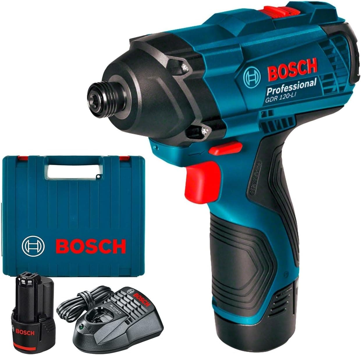 Bosch Professional GDR 120-LI Akülü Darbeli Somun Sıkma (12 Volt, 2 x 2,0 Ah Akü, Şarj Cihazı, Plastik Çanta, 100 Nm maks. tork, 1/4" altıgen uç girişi)
