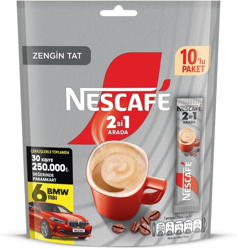 NESCAFÉ 2si 1 Arada Çözünebilir Kahve Karışımı 120 Adet (10 x 10 g) x 12