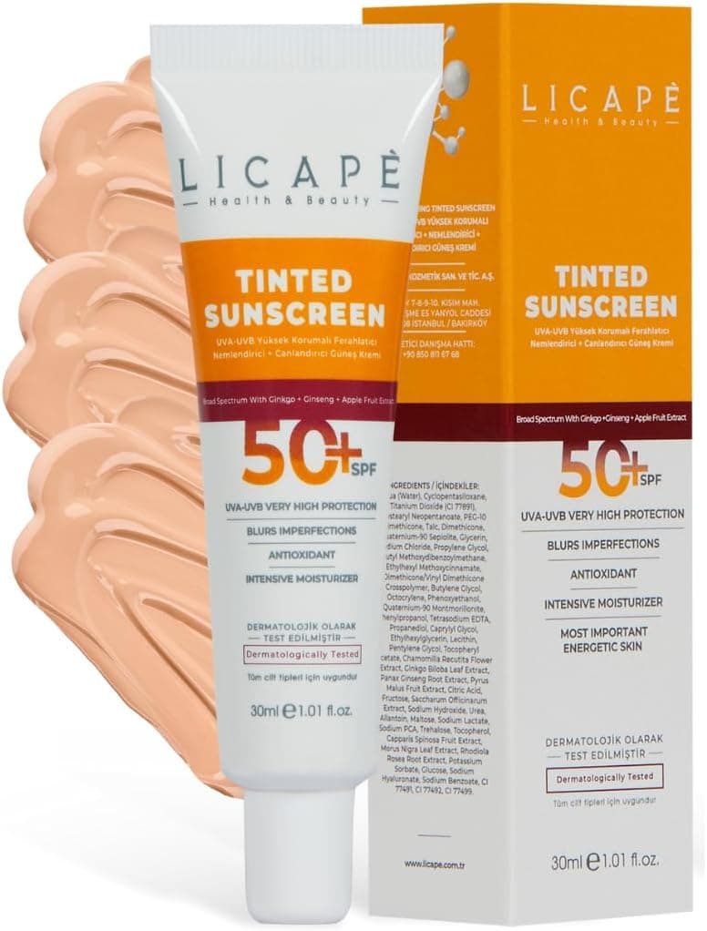 Licape Yüksek Koruma Tinted Güneş Kremi SPF 50 – Kapatıcı Etkili, Cilt Tonu Eşitleyici, Nemlendirici ve Suya Dayanıklı Güneş Koruyucu – 40 ml