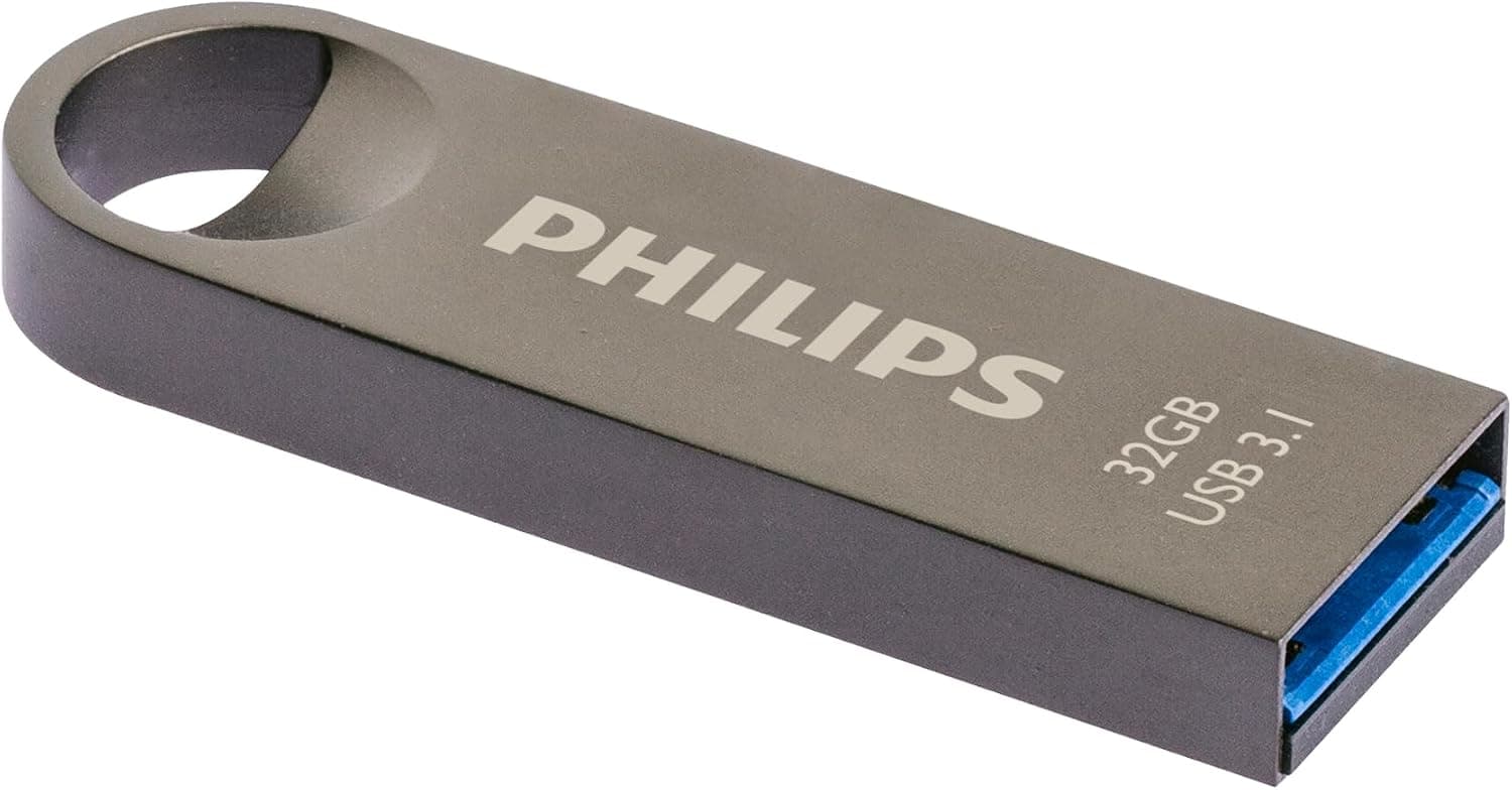 Philips USB Stick 32 GB USB 3.1 Flash Drive Moon Edition PC, dizüstü bilgisayar, bilgisayar için, 180 MB/sye kadar okuma metal anahtarlık halkası kapaksız