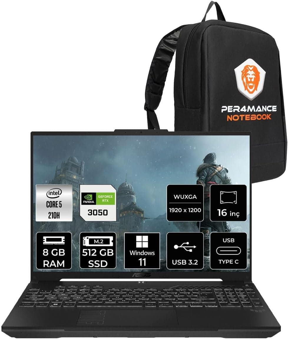 ASUS TUF Gaming F16 Core5 210H 8GB 512GB SSD RTX3050/6GB 16" WUXGA 144Hz W11P Laptop FX607VJ