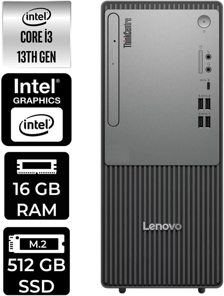 LENOVO ThinkCentre Neo 50T G5 i3 13100 16GB 512GB SSD W11H Masaüstü Bilgisayar & PER4 USB Bellek