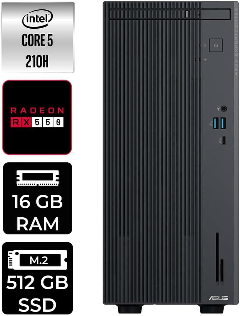 ASUS ExpertCenter P500 Core5 210H 16GB 512GB SSD RX550/4GB W11P Masaüstü Bilgisayar