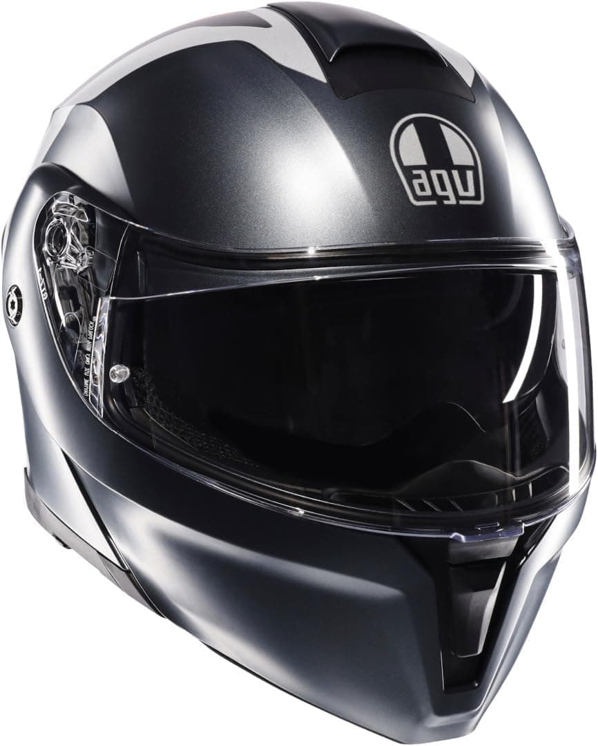 AGV Streetmodular Motosiklet Kaskı Çene Açılır Kask Resi Matt Grey Silver Red XS