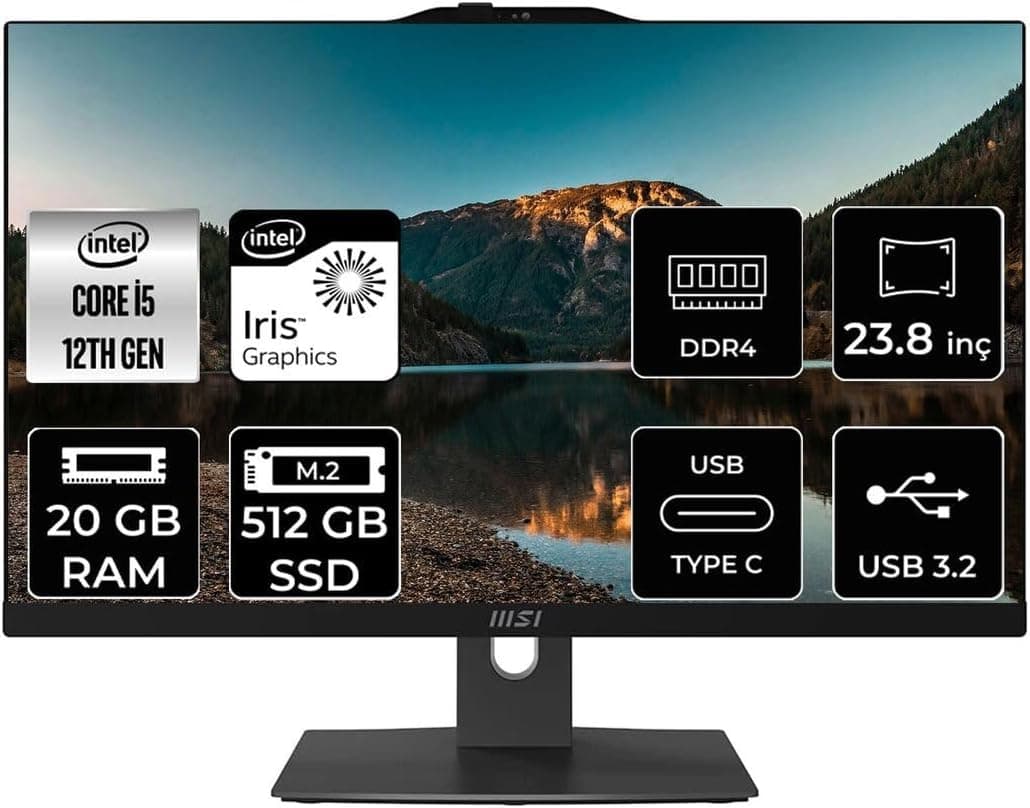 MSI Modern AM242P i5 1235U 20GB 512GB SSD 23.8" FHD FDOS All In One Bilgisayar & PER4 Bellek