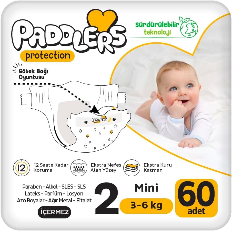 Paddlers Protection Bebek Bezi 2 Numara Mini (3-6 Kg) 60 Adet Jumbo Paket