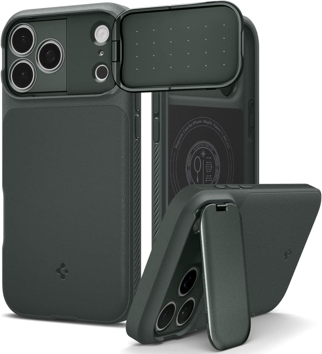 Spigen iPhone 18 Pro / 17 Pro ile Uyumlu MagSafe Kılıf Optik Armor Mag Fit Abyss Green - ACS09954