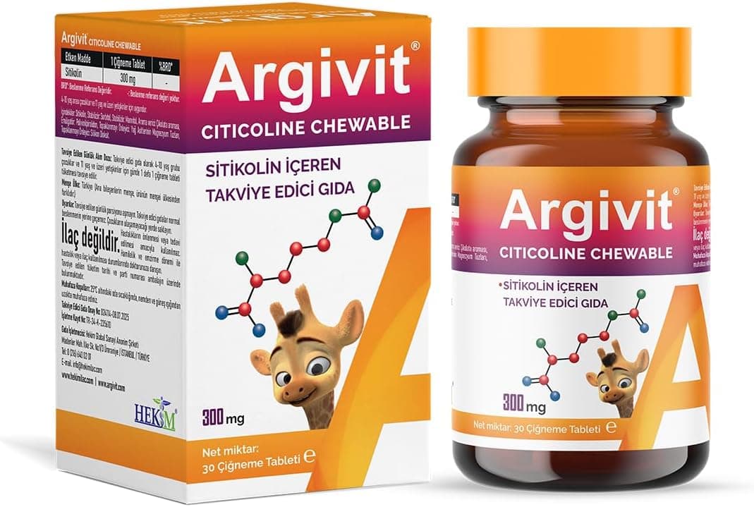 Argivit Citicoline Chewable Sitikolin İçeren Takviye Edici Gıda 30 Tablet Çiğneme Tableti