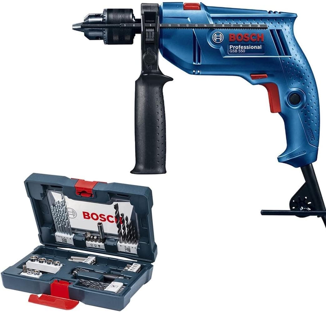 Bosch Professional GSB 550 Darbeli Matkap + 41 parça aksesuar seti
