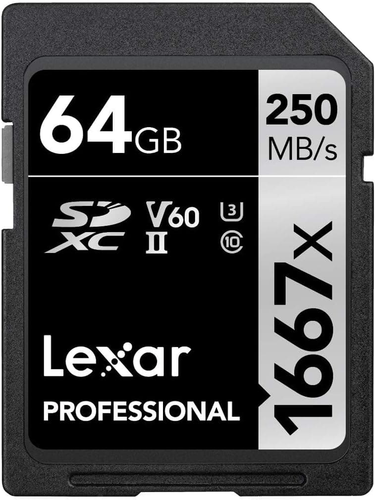 Lexar Professional 1667x SD Kart 64 GB, SDXC UHS-II Bellek Kartı, 250 MB/sye kadar Okuma, 120 MB/sye kadar Yazma, Sınıf 10, U3, V60, SD için Profesyonel Fotoğrafçı, Videografer (LSD64GCB1667)