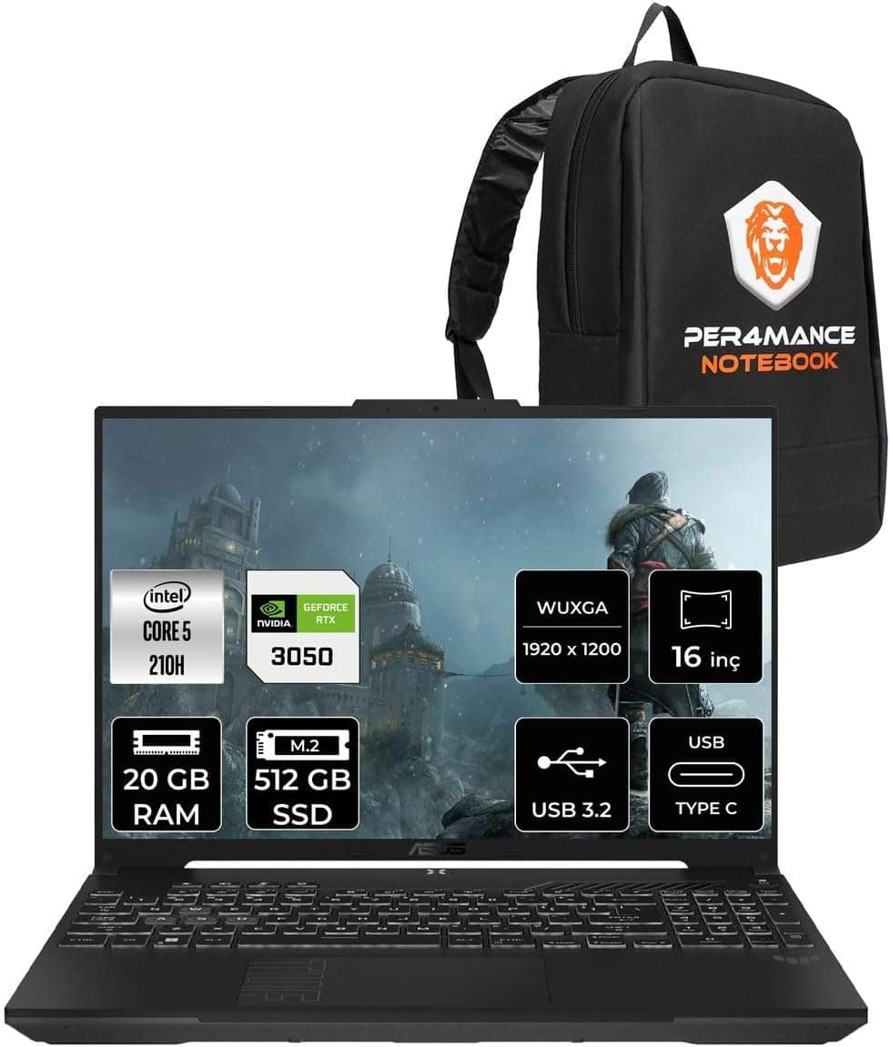 ASUS TUF Gaming F16 Core5 210H 20GB 512GB SSD RTX3050/6GB 16" WUXGA 144Hz FDOS Laptop FX607VJ