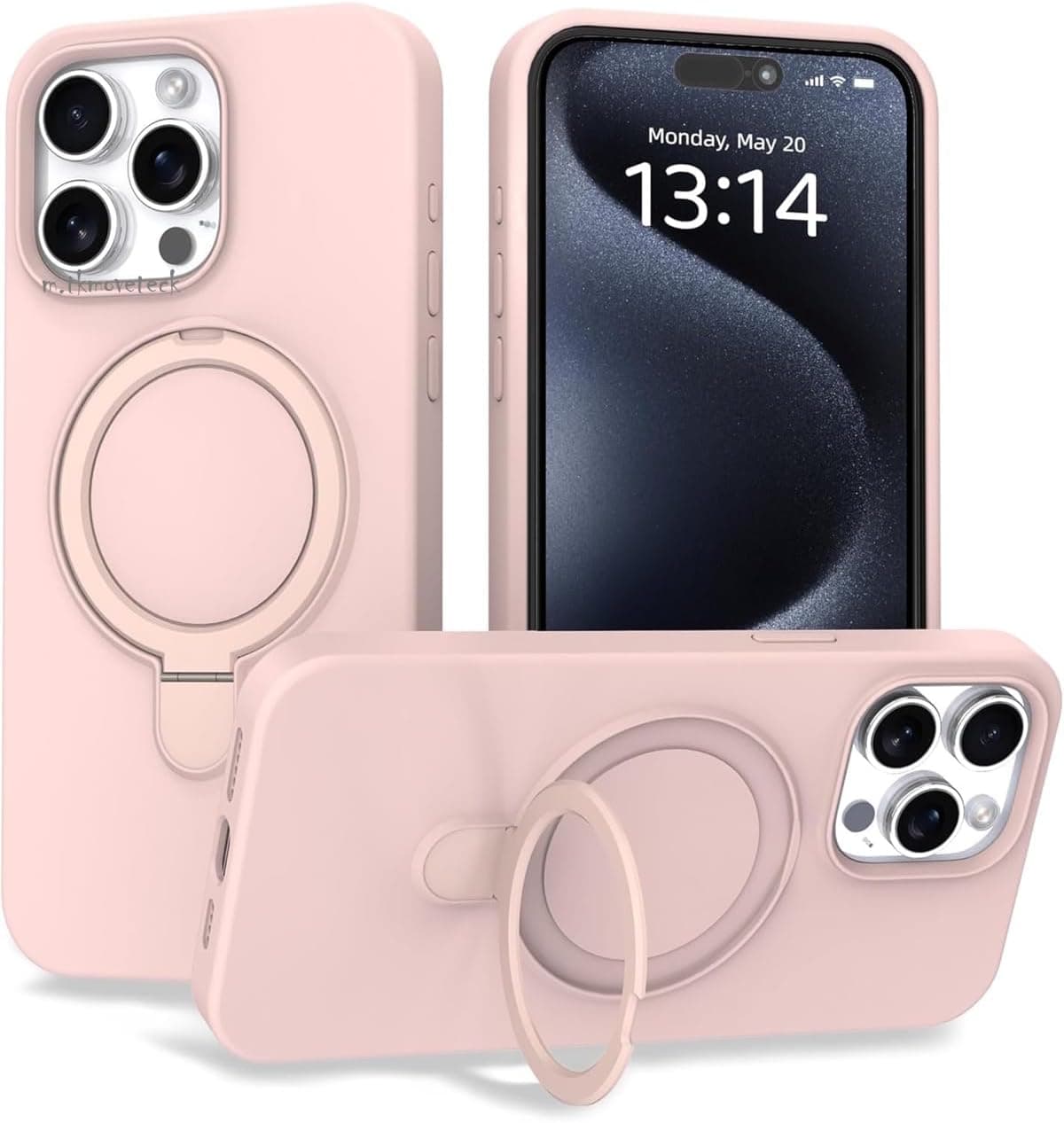CONSTRAIN - iPhone 14 Pro Max ile uyumlu Apple Kılıf Magsafe ile uyumlu Halkalı Extra Standlı içi Kadife Yumuşak Renkli Silikon Kapak