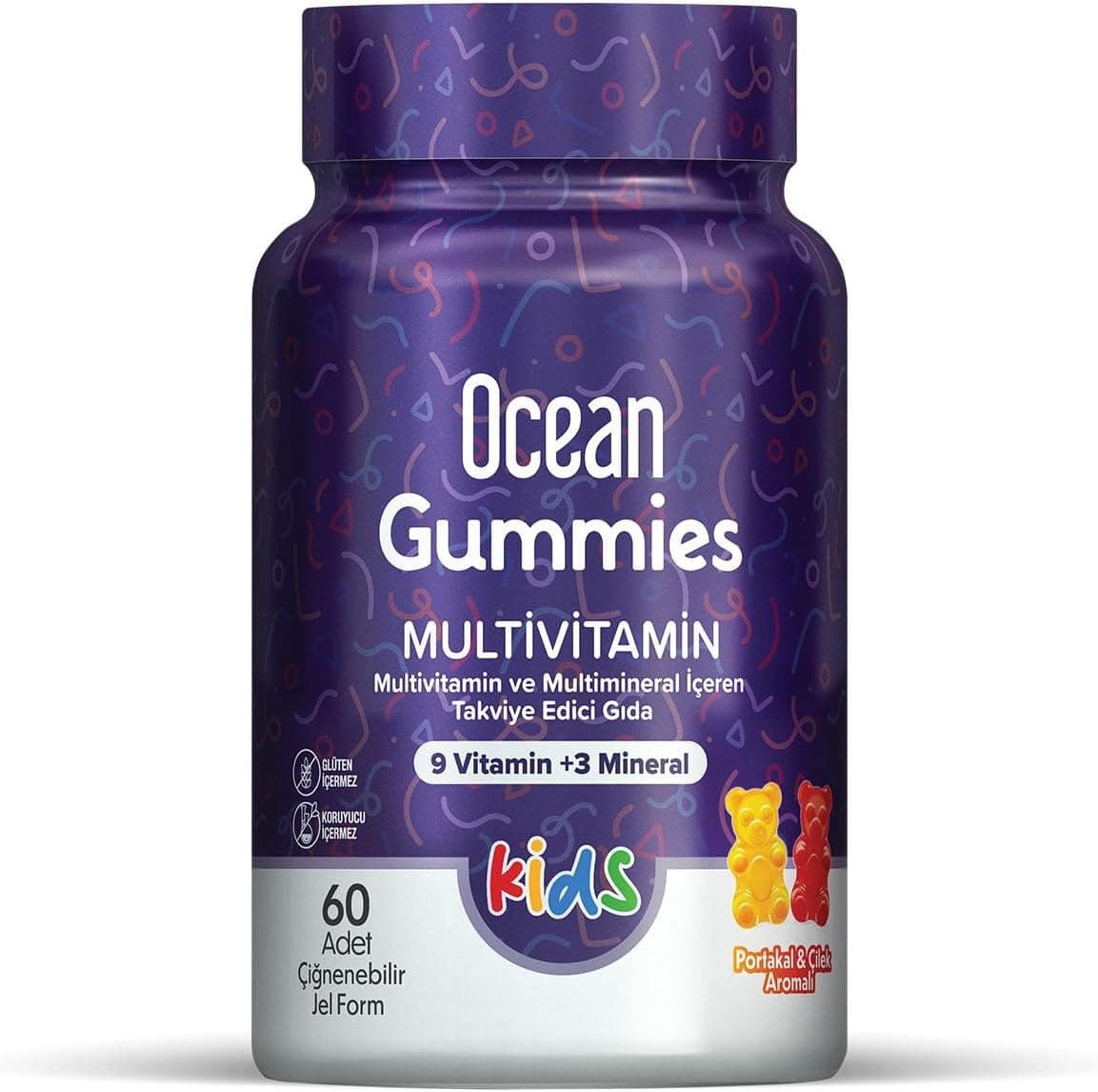 Ocean Gummies Multivitamin Çiğ. Jel Form (PORTAKAL VE ÇİLEK AROMALI)