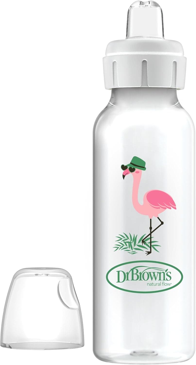 Dr. Browns 8 oz/250 ml PP Dar Ağız + Sippy Biberon Bardak, Flamingo, Tekli Paket