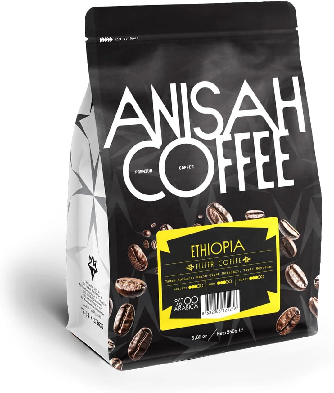 Anisah Coffee Etiyopya Öğütülmüş Filtre Kahve 250gr