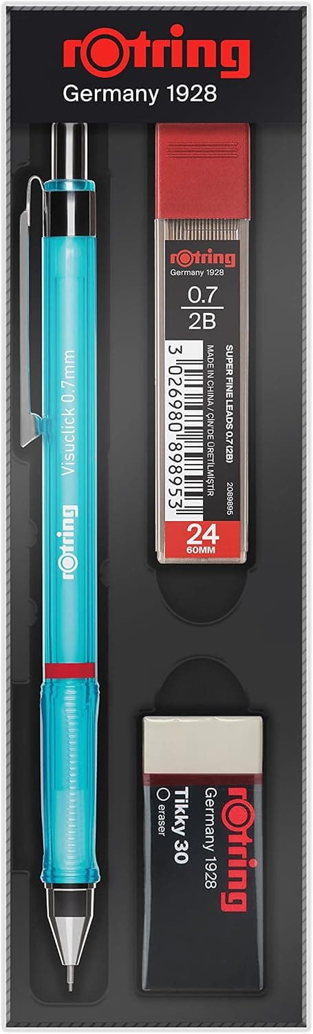 Rotring Visuclick Versatil Kalem 3’lü Okul Seti, Uçlu Kalem 0.7 mm, 0.7 Uç 2B, Silgi Hediye - Mavi