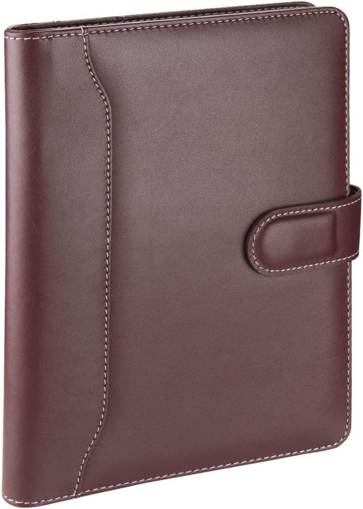 2K 5251 Ajanda TARİHSİZ Kareli 17x24 cm. Ajanda/Defter Hesap Makineli Suni Deri Organizer, Bordo