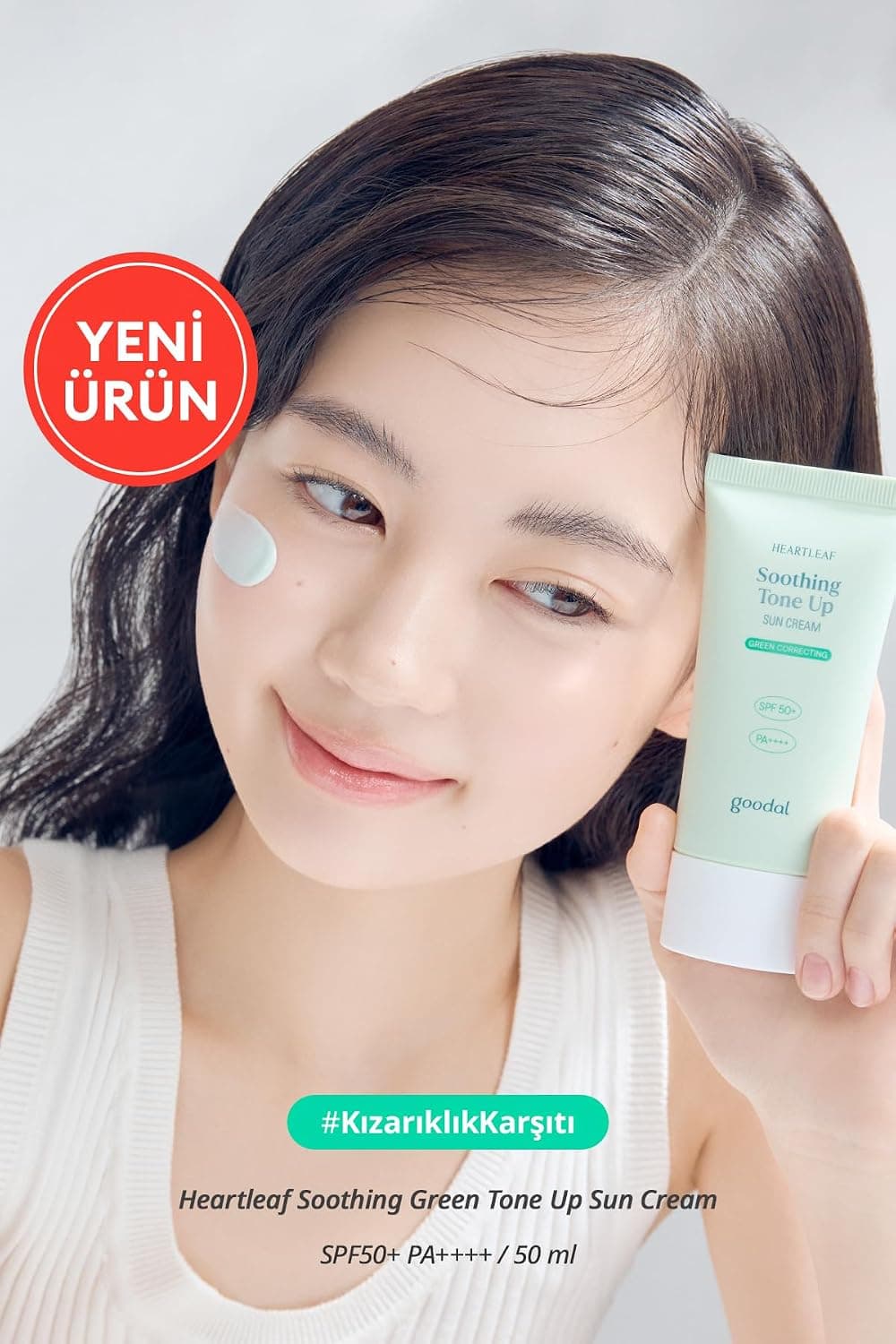 goodal, Kızarıklık Karşıtı Güneş Kremi Heartleaf Soothing Green Tone Up Sun Cream SPF50+ PA++++