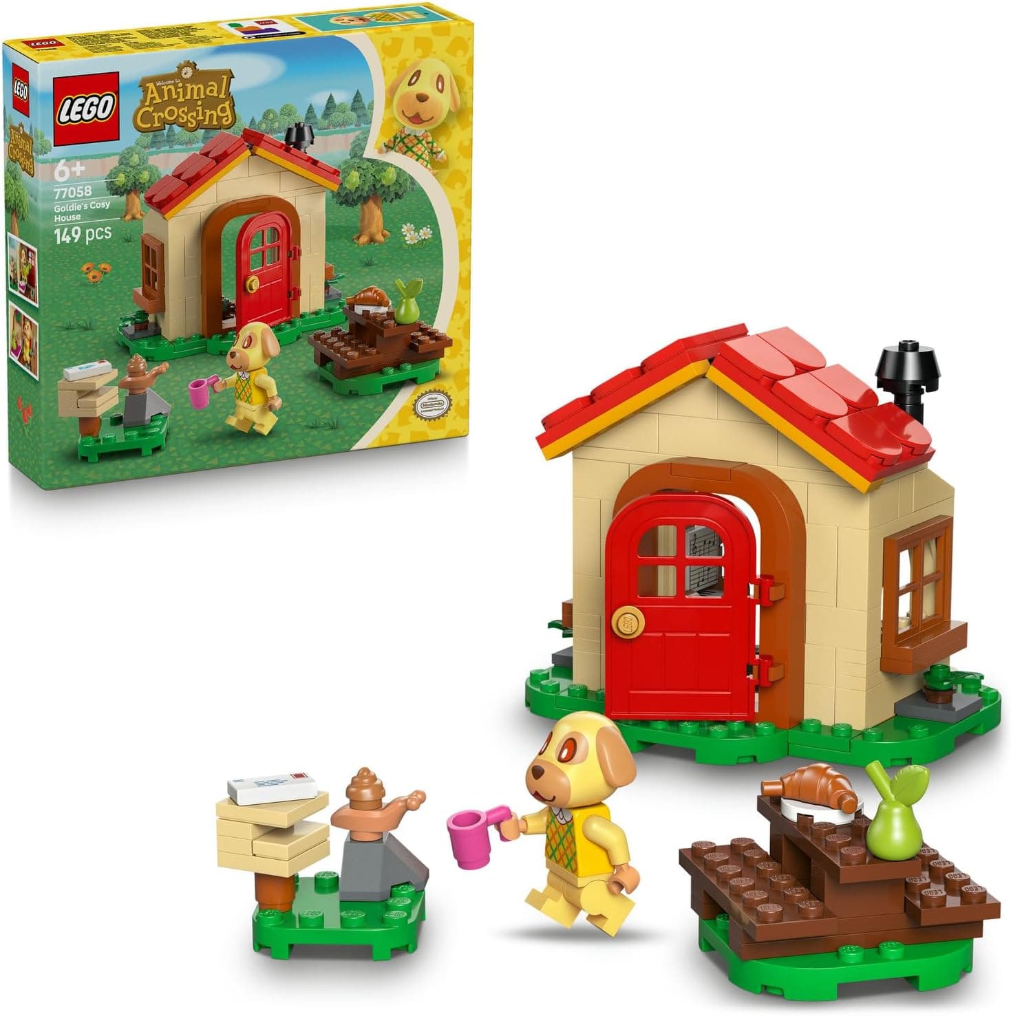 LEGO Animal Crossing Goldie Şirin Evinde 77058 – 6 Yaş ve Üzeri Kız ve Erkek Çocuklar için Hayvan Figürlü Sevimli Ev Oyuncak Yapım Seti (149 Parça)