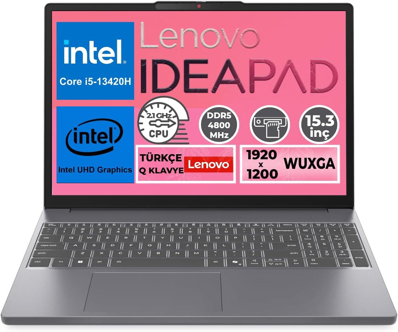 Lenovo IdeaPad Slim 3 15IRH10 i5-13420H 40GB 512GB SSD 15.3" WUXGA Freedos Notebook 83K1004ETR 003