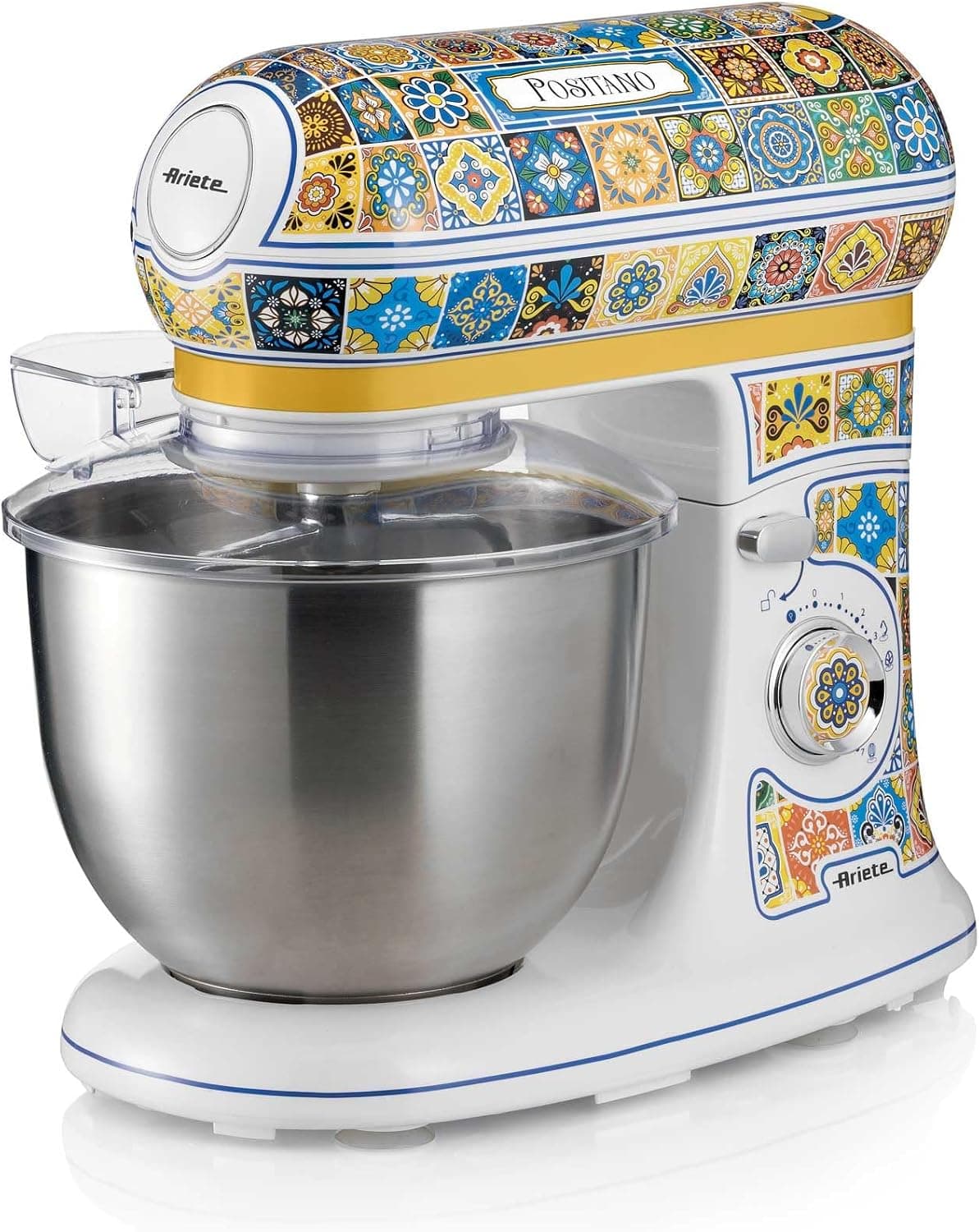 Ariete Positano Mutfak Şefi 1588/0P - 1200 Watt Stand Mikser, Hamur Yoğurma Makinesi, 2400 Watta Ulaşan Kilitli Motor, Paslanmaz Çelik 5,5 Litre Hazne, 3 Farklı Hazne İçi Aparat
