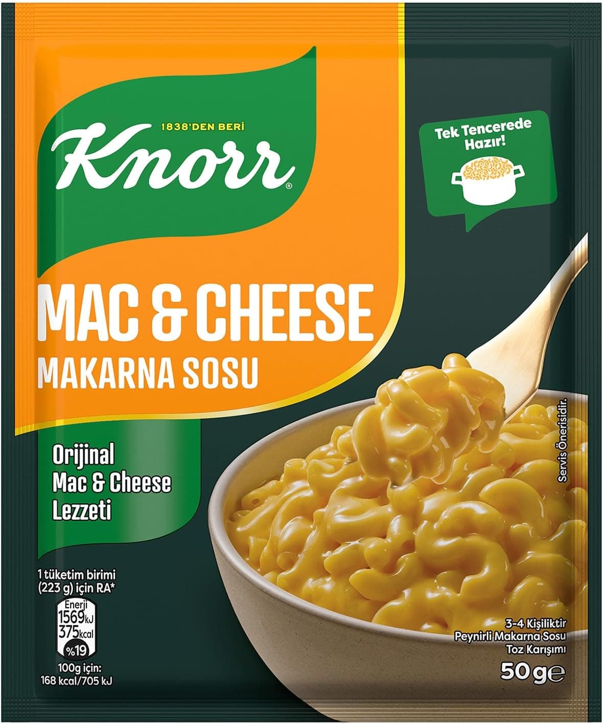 Knorr Mac & Cheese Makarna Sosu Orijinal Mac & Cheese Lezzeti, 50 Gram