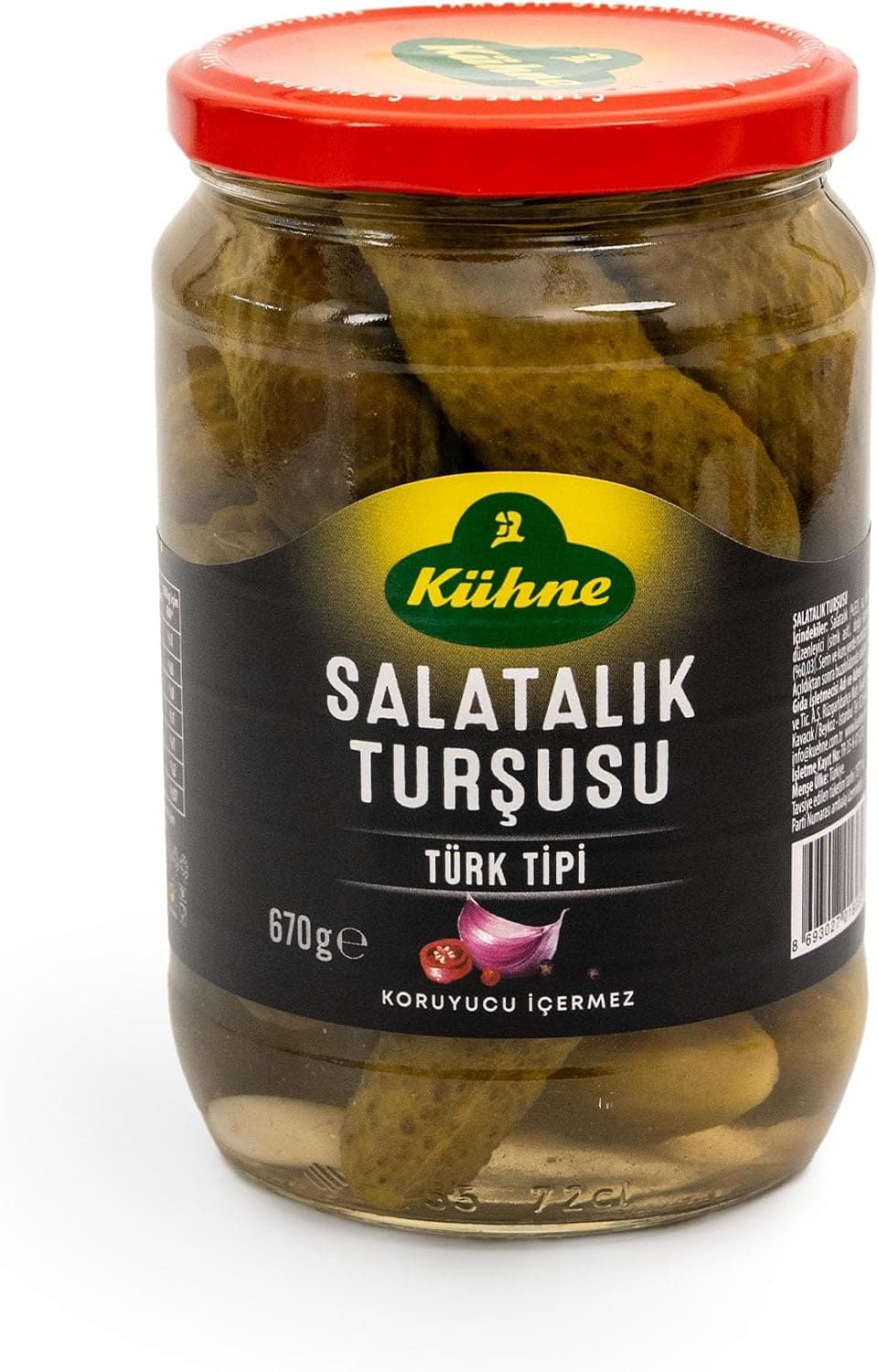 Kühne Türk Tipi Salatalık Turşu Cam Kavanoz 670 gr