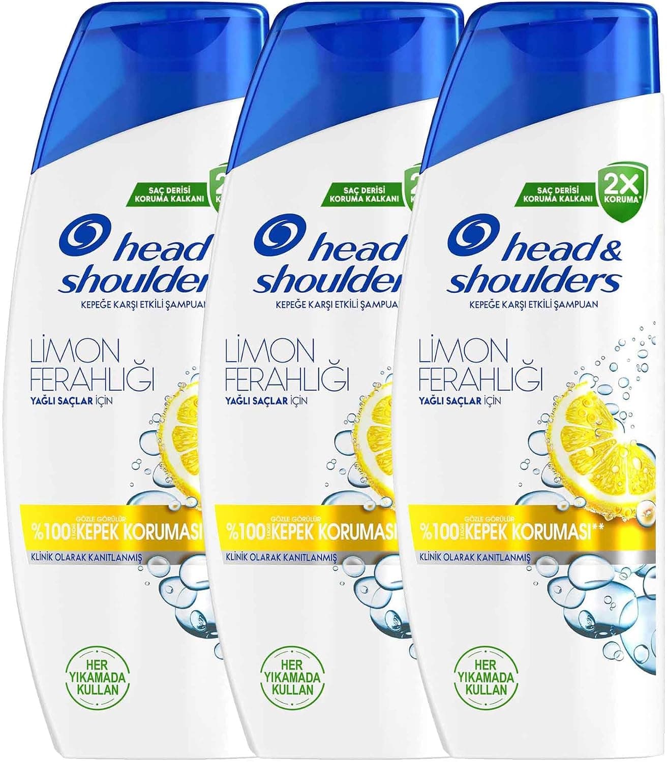 Head & Shoulders Limon Ferahlığı Kepek Karşıtı Yağlı Saçlar İçin Günlük Kullanım 330 ml Şampuan 3lü paket