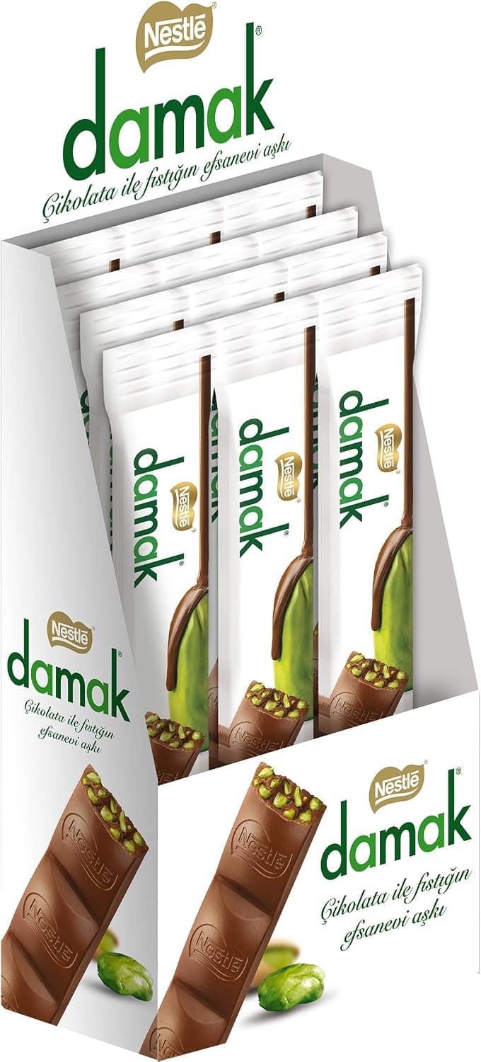 Nestlé Damak Antep Fıstıklı Sütlü Çikolata Stick, 18 g x 12 Adet
