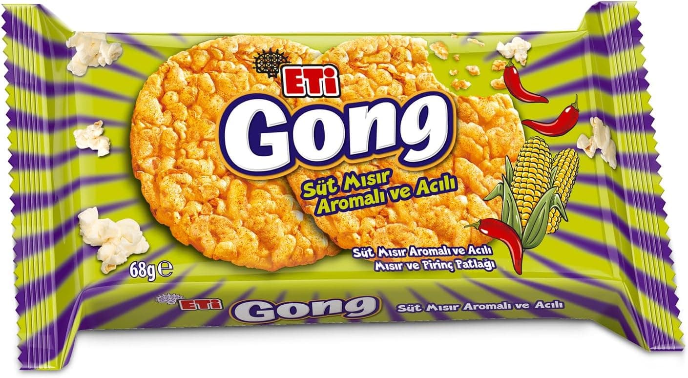 Eti Gong Süt Mısır Aromalı ve Acılı Pirinç Patlağı 68 g