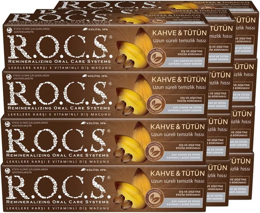 R.O.C.S. Kahve, Tütün Leke Karşıtı Diş Macunu, 12li Paket