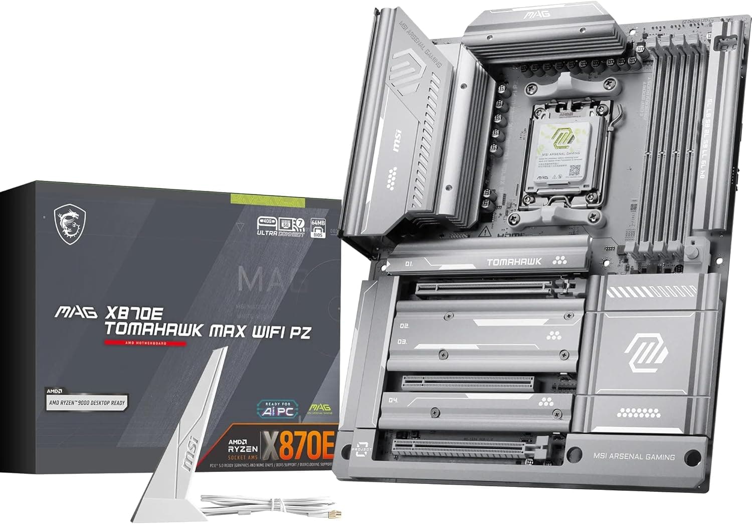 MSI MAG X870E TOMAHAWK MAX WIFI PZ AM5 DDR5 8400MHZ(OC) USB4 4x M.2 HDMI 2X DP 40 Gbps 5G LAN WIFI 7 RGB ATX
