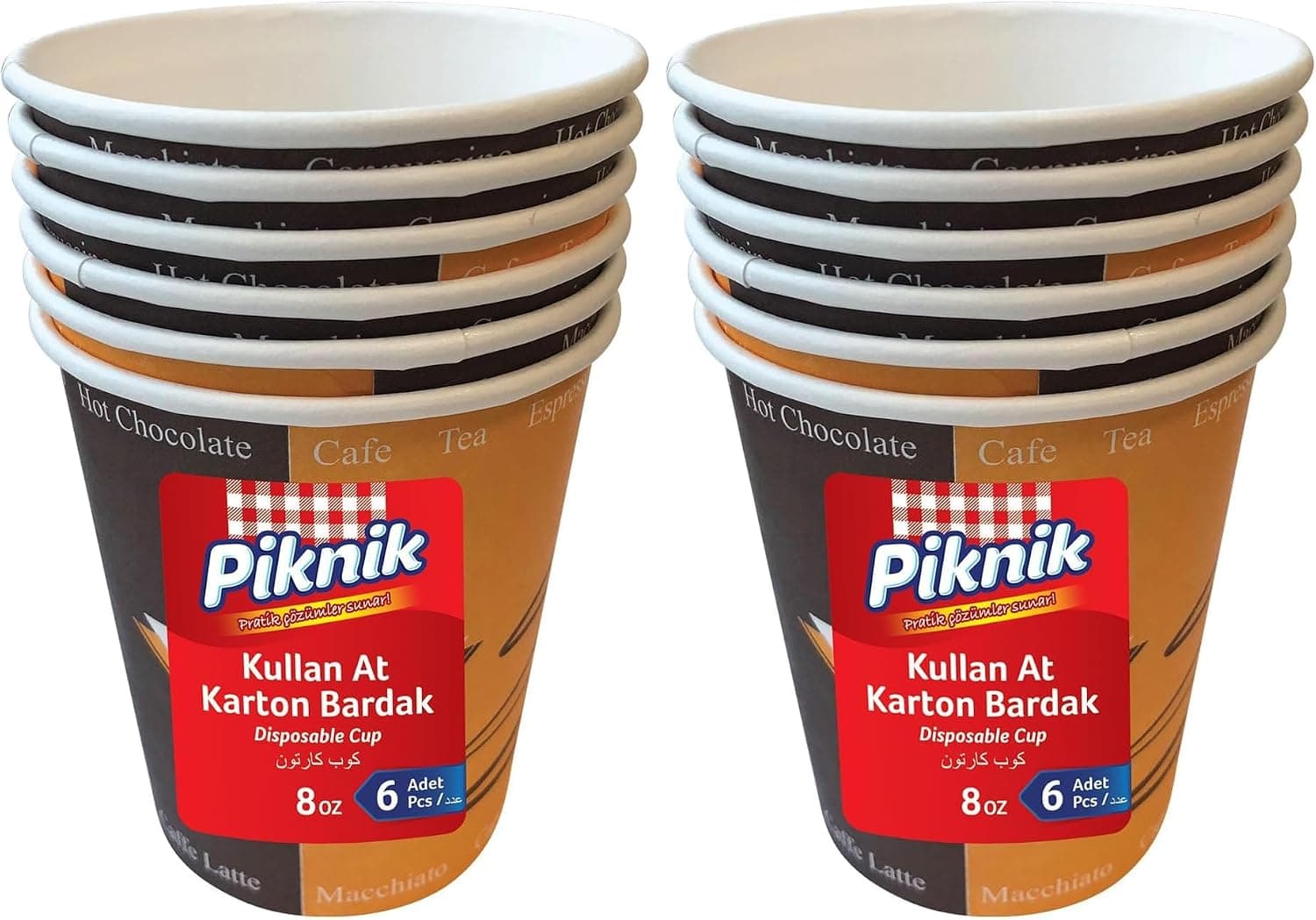 Piknik Kullan At Karton Bardak 8 Oz 6lı 1484 2li paket