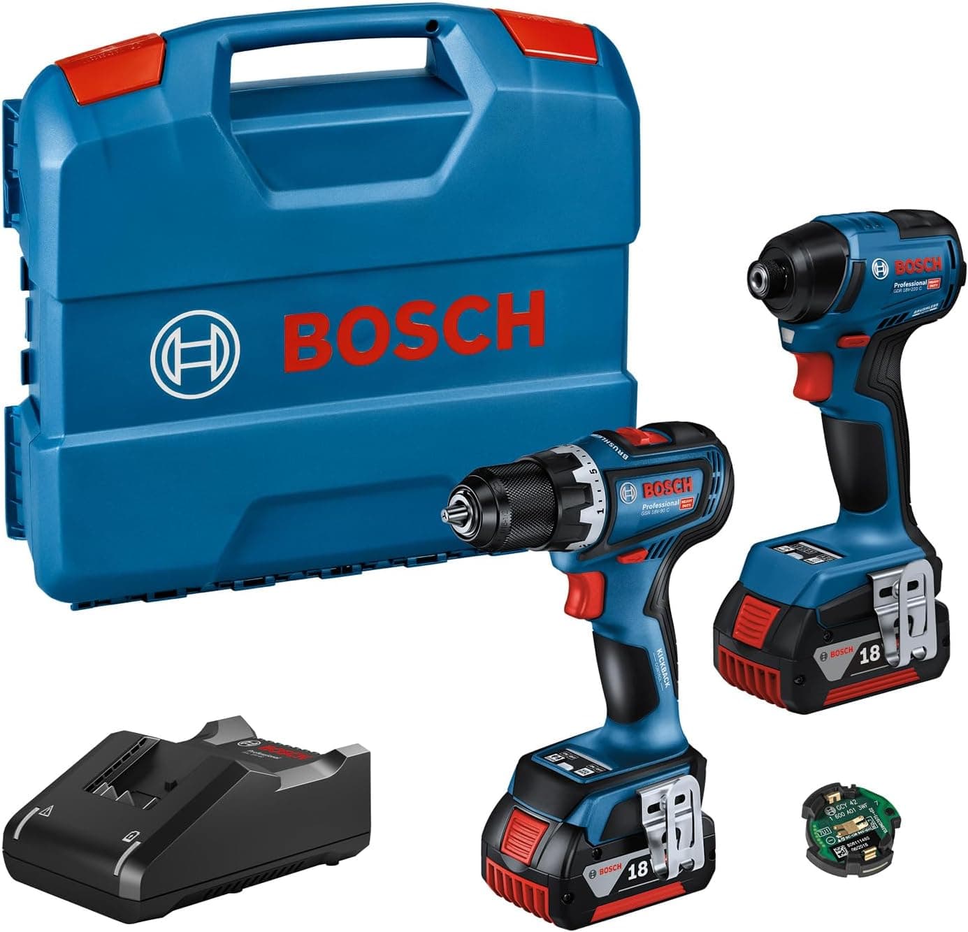 Bosch Professional GSR 18V-90 C ve GDR 18V-220 C (2 x 4,0 Ah; GAL 18V-40; LC) Professional Karma Set