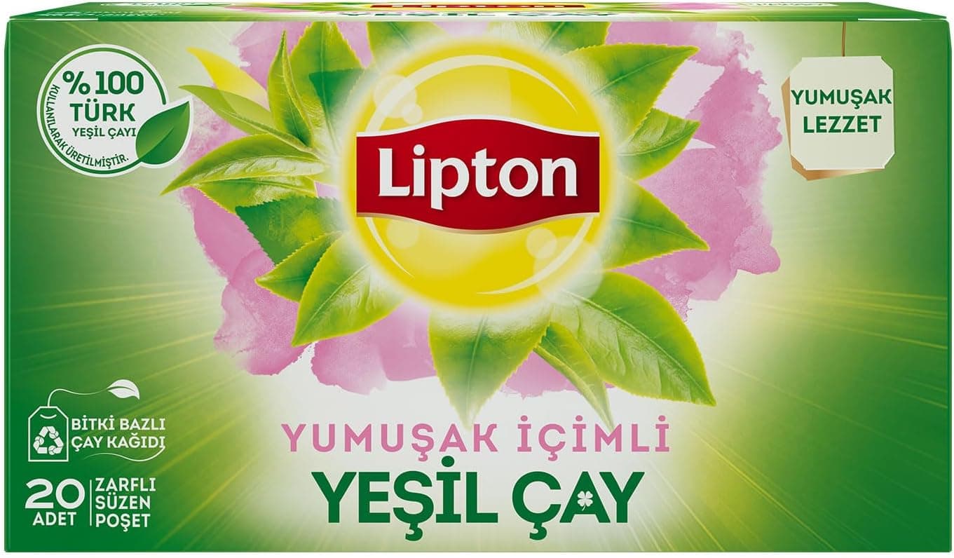 Lipton Yumuşak İçim Bardak Süzen Poşet Yeşil Çay 20li Paket, 20 g
