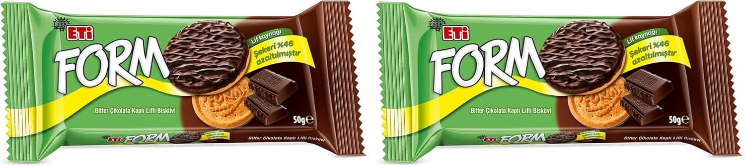 Eti Form Çikolata Kaplı Lifli Bisküvi 50 g 2li paket