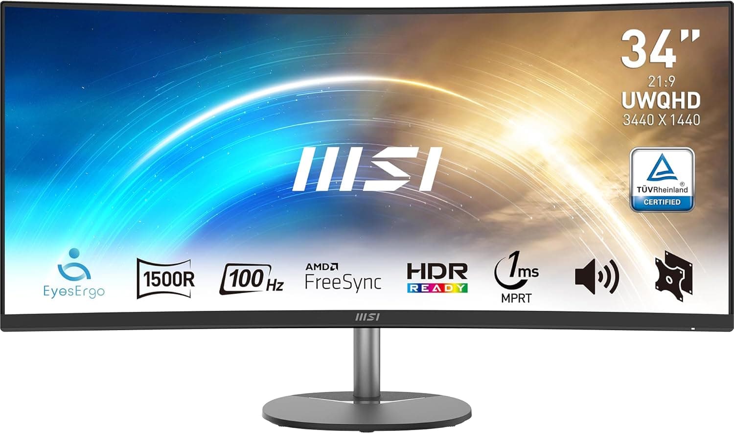 MSI 34" PRO MP341CQ Kurumsal Monitör, Kavisli, UWQHD, 1500R VA 100HZ 1MS Anti-Glare, Siyah