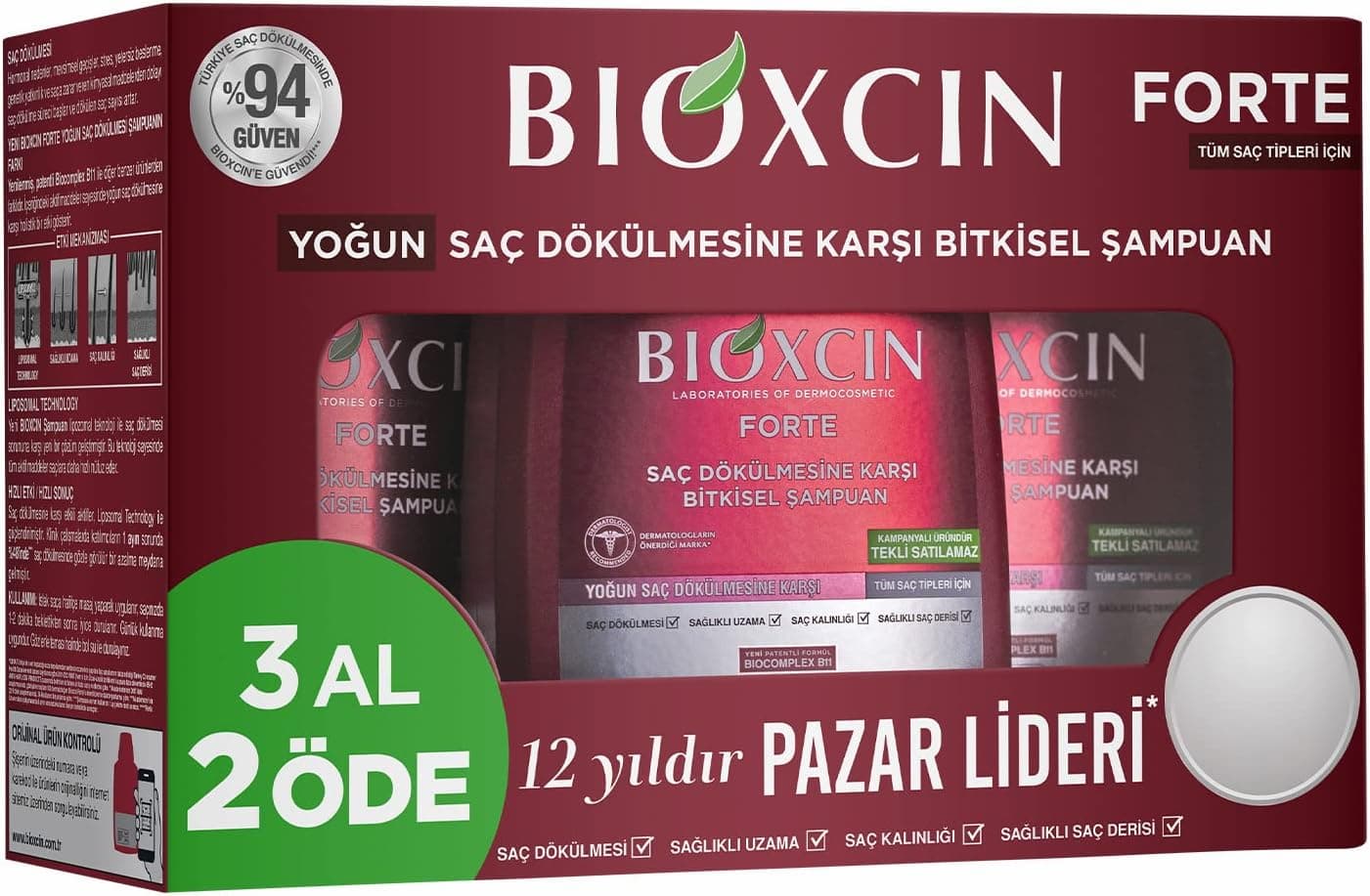 Bioxcin Forte Şampuan 300ml 3al2 Öde