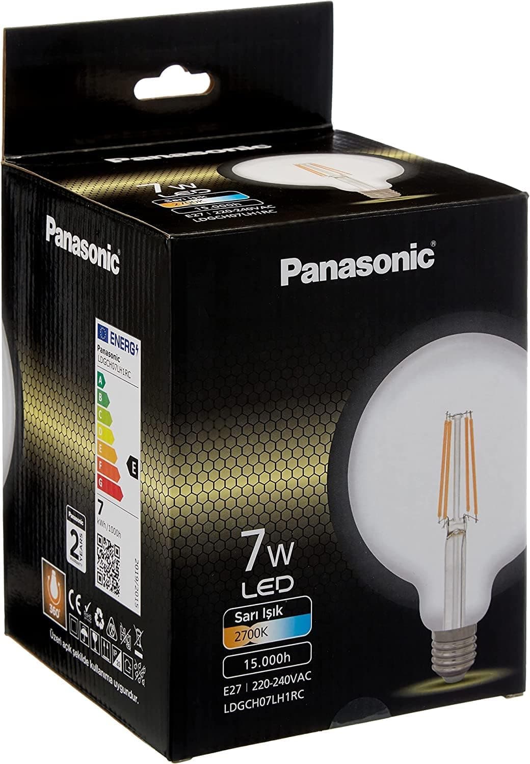 PANASONIC E27 FİL G125 LAMBA, SARI IŞIK 7W 806LM 2700K CLEAR