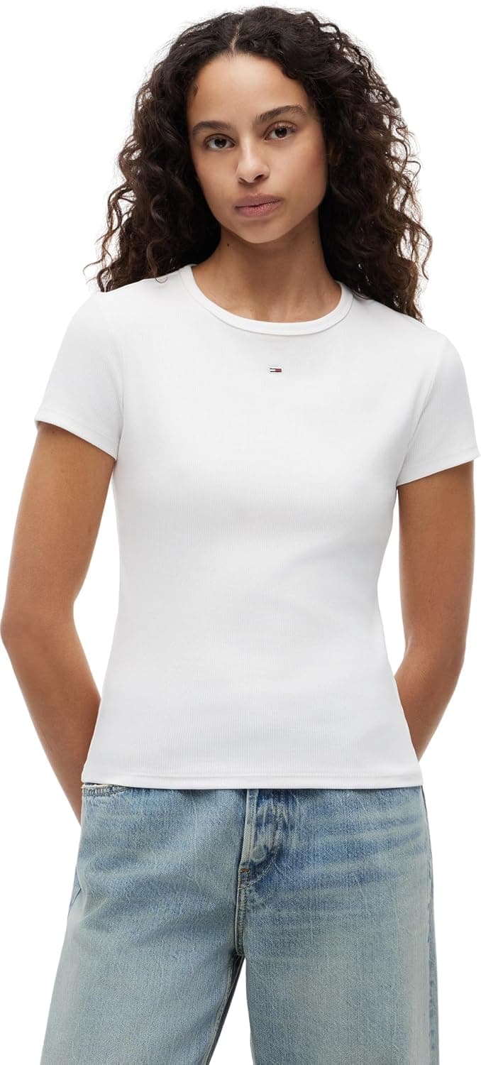 Tommy Jeans TJW SLIM ESSENTIAL RIB SS Tişört Kadın