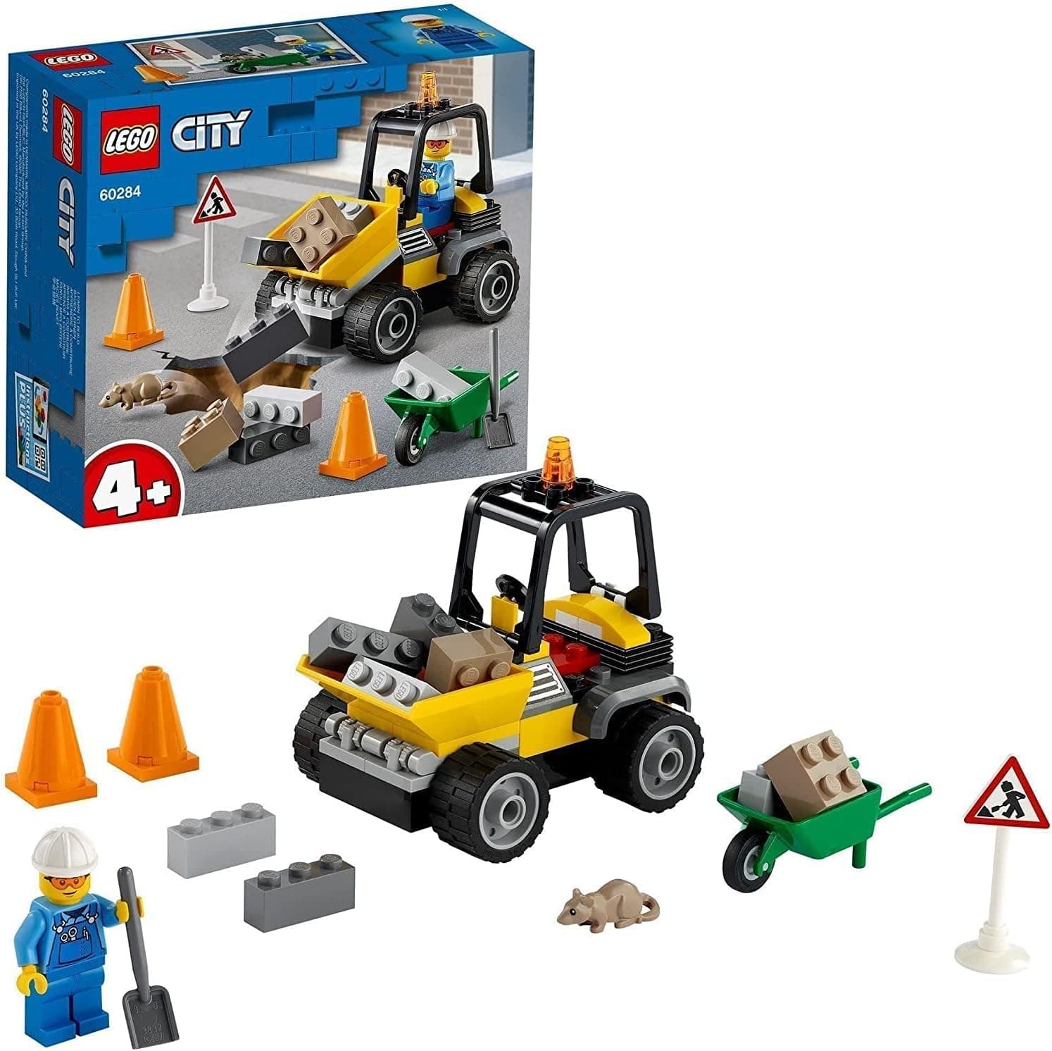 LEGO City Yol Çalışması Aracı 60284 - Çocuklar için Yol Çalışması Oyuncak Yapım Seti (58 Parça)