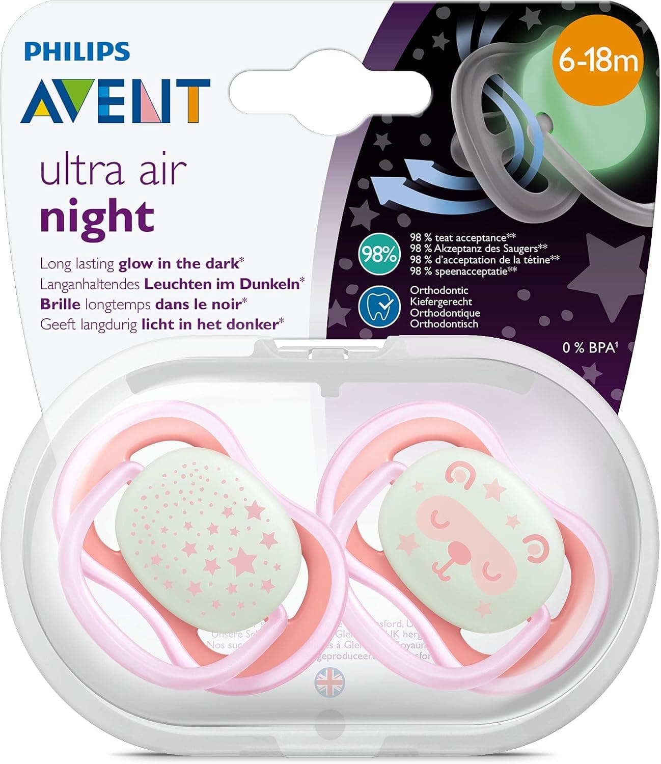 Philips Avent SCF376/22 Emzik, 6-18 Ay, Kırmızı/Pembe