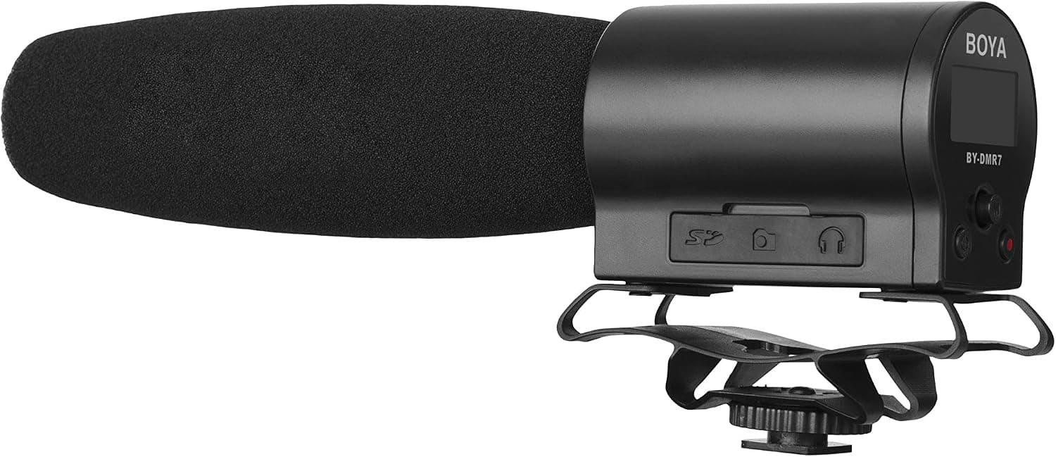 Boya BY-DMR7 Shotgun Mikrofon Ses Kayıt Cihazı, 3.5 mm Jak, MiniSDHC Uyumlu, 24bit / 48kHz, 24.89 x 9.8 x 5 cm