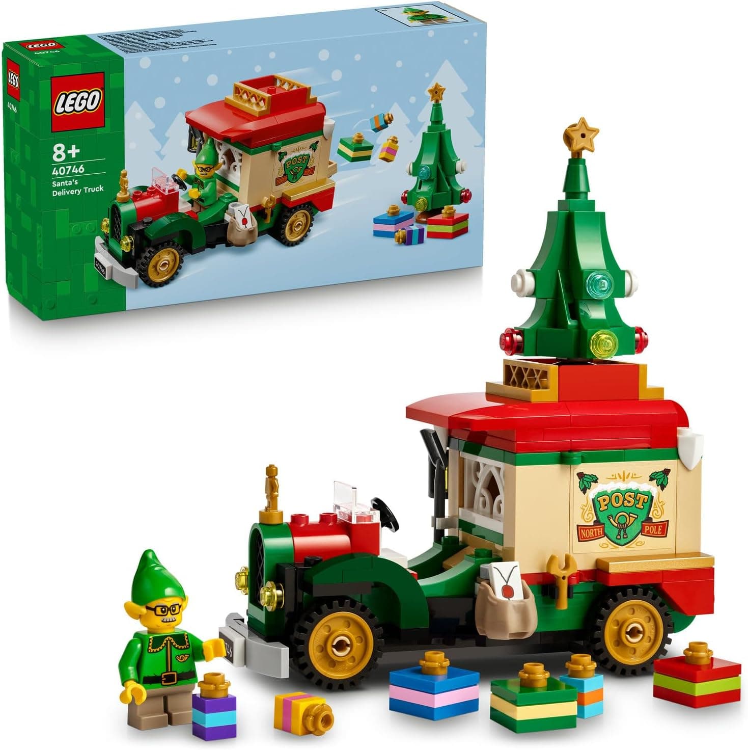 LEGO Noel Baba’nın Dağıtım Kamyonu 40746 – 8 Yaş ve Üzeri Çocuklar için Yılbaşı Hediyeleri, Elf Minifigürü ve Aracın Üstüne Takılabilen Mini LEGO Yılbaşı Ağacı içeren Oyuncak Yapım Seti (224 Parça)