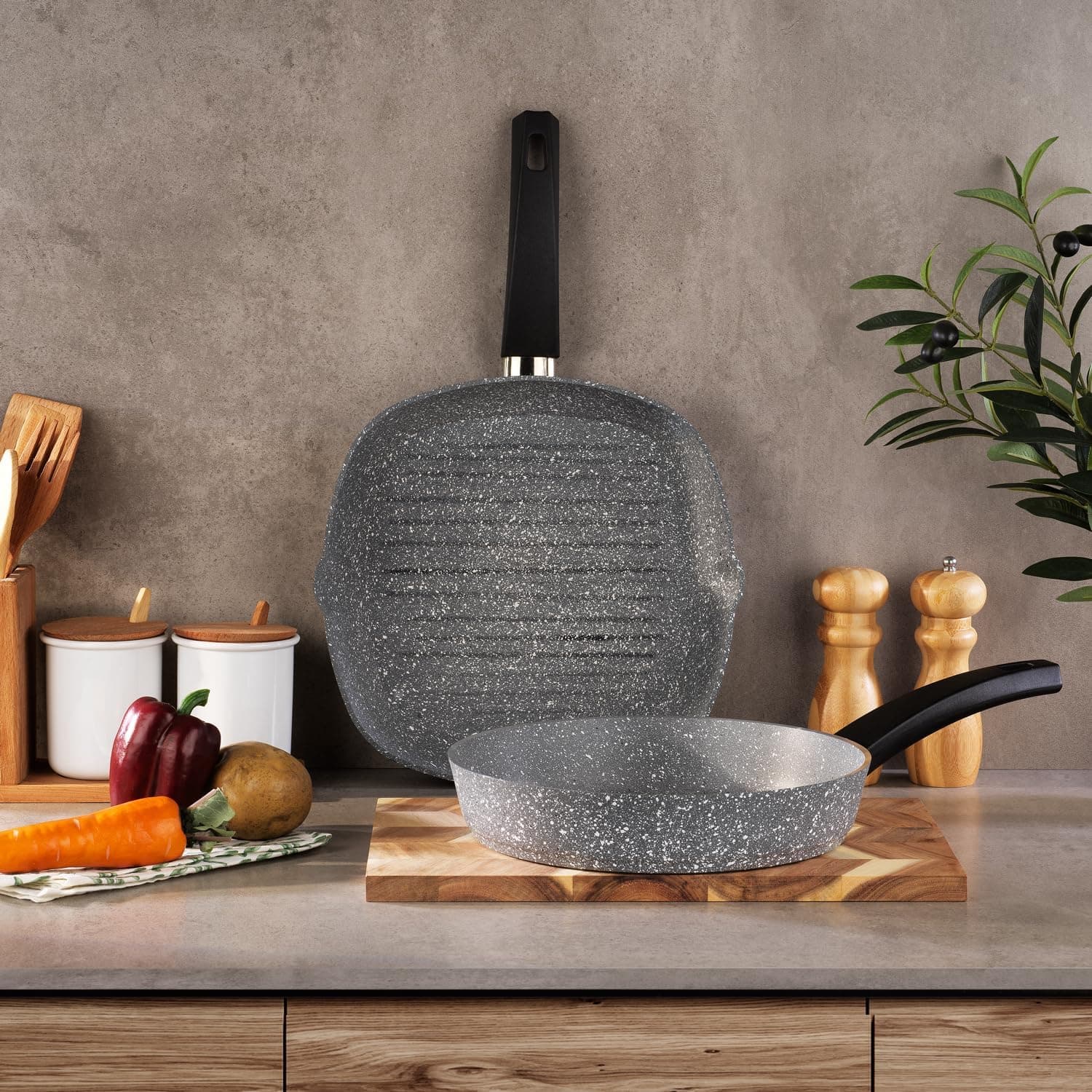 Schafer Eternal Grill Tava 28Cm+Tava 26Cm-Gri