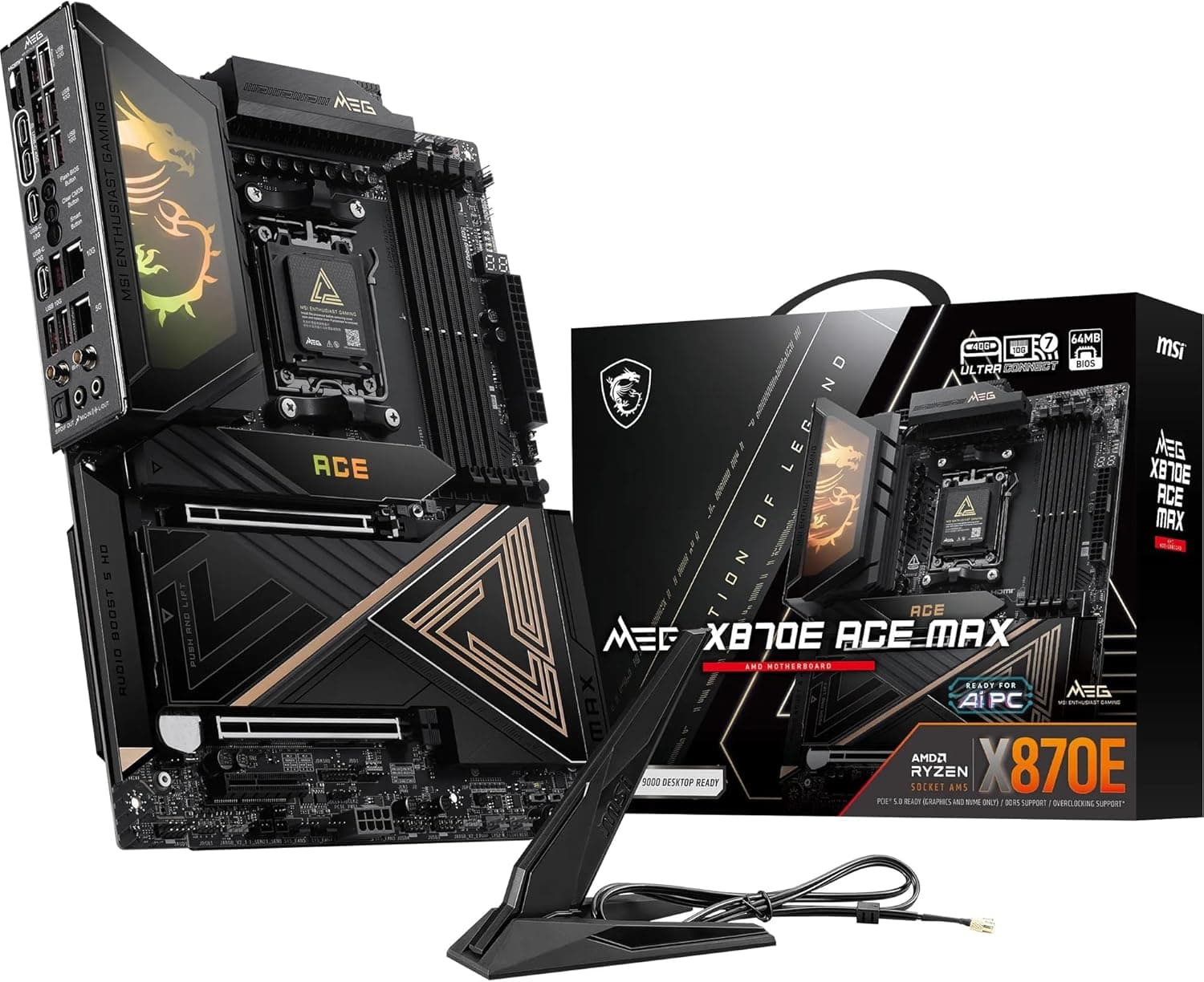 MSI MB MEG X870E ACE MAX AM5 DDR5 8400MHZ(OC) USB 40Gbps 5x M.2 HDMI 2x Type-C DP 10G LAN 5G LAN WIFI 7 RGB ATX