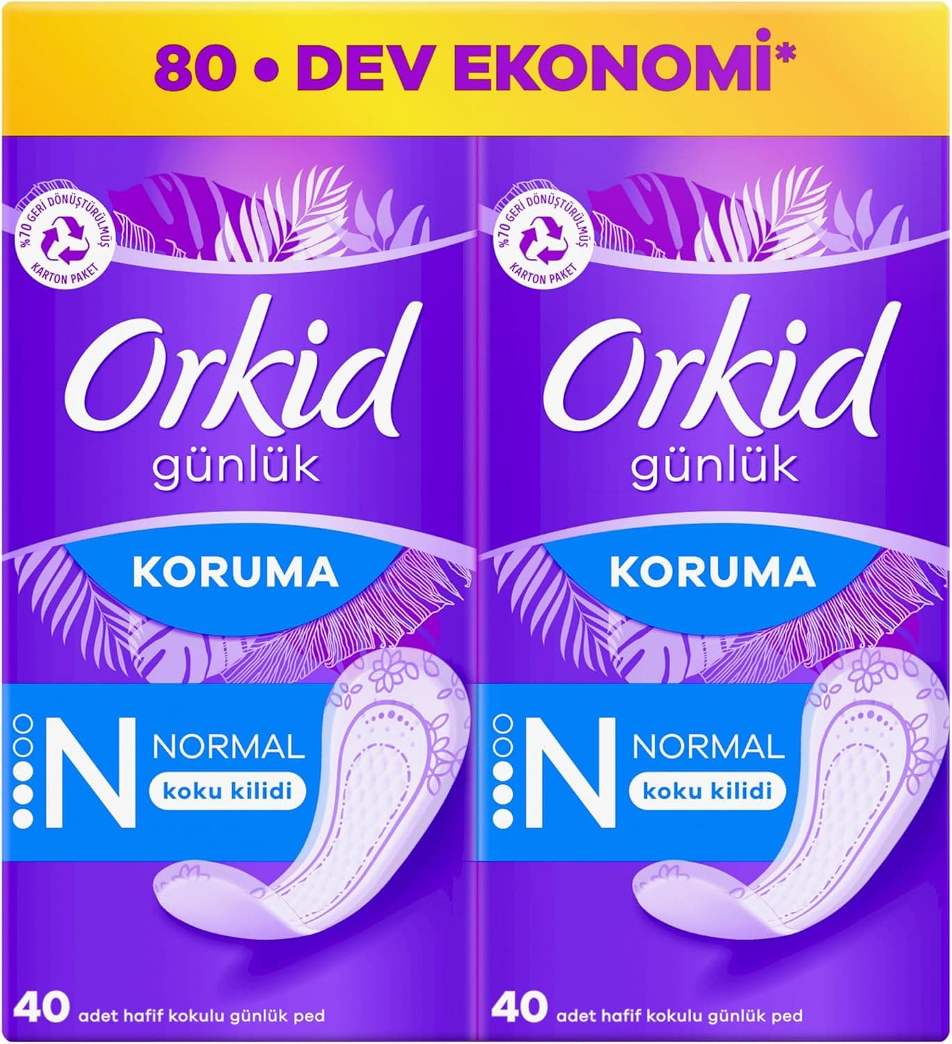 Orkid Günlük Ped Normal Dev Ekonomi Paket 80 Adet Ped