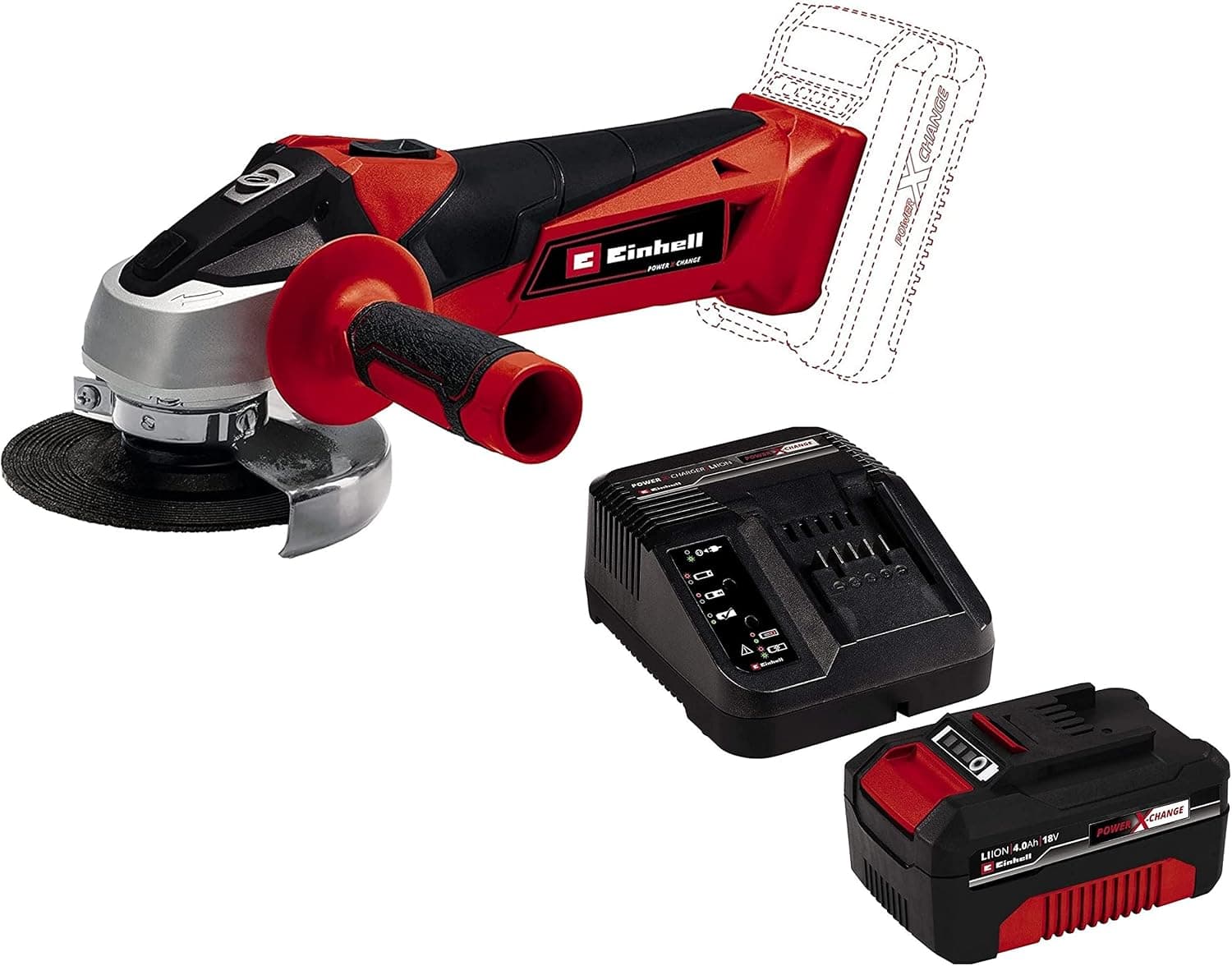 Einhell TC-AG 18/115 Li - Solo, Akülü Avuç Taşlama ve Einhell 18V 4,0 Ah PXC Starter Kit (Başlangıç Seti)